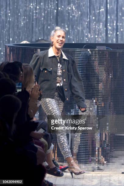 Designer Isabel Marant acknowledges the runway during the Isabel Marant show as part of Paris Fashion Week Womenswear Spring/Summer 2019 on September...