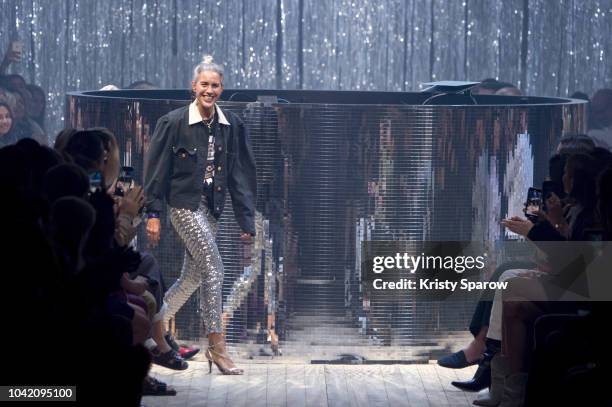 Designer Isabel Marant acknowledges the runway during the Isabel Marant show as part of Paris Fashion Week Womenswear Spring/Summer 2019 on September...