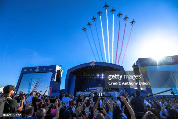 General view with french patrol during the opening Ceremony for the 2018 Ryder Cup at Le Golf National on September 27, 2018 in Paris, France.