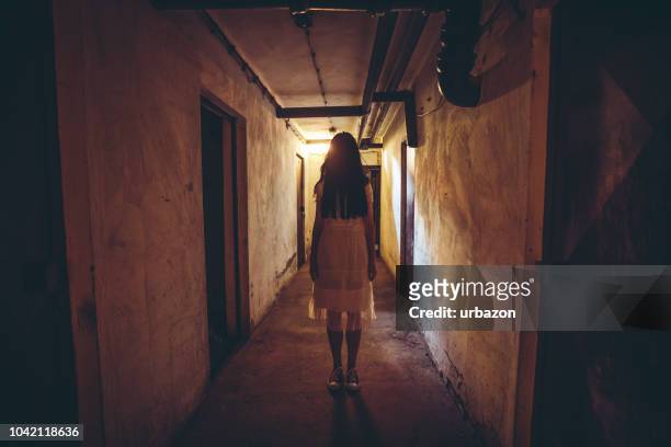 little girl horror movie - pursuit concept stock pictures, royalty-free photos & images