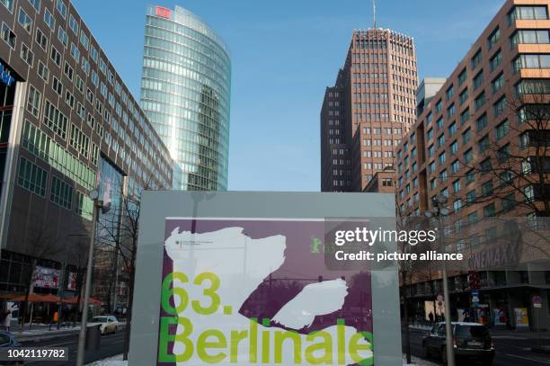 Sign advertise the upcoming film festival at Potsdamer Platz in Berlin, Germany, 27 January 2013. The 63rd Berlinale takes place from 07 until 17...