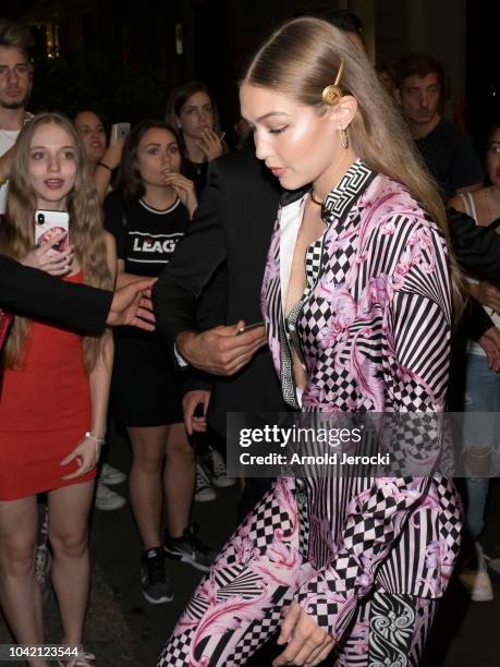 Gigi Hadid is seen during Milan Fashion Week Spring/Summer 2019 on September 21, 2018 in Milan, Italy.