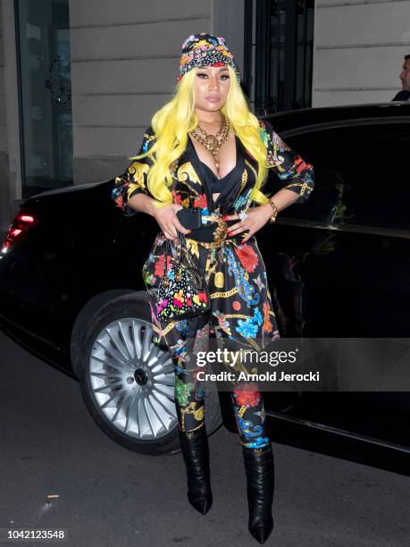 Nicki Minaj is seen during Milan Fashion Week Spring/Summer 2019 on September 21, 2018 in Milan, Italy.