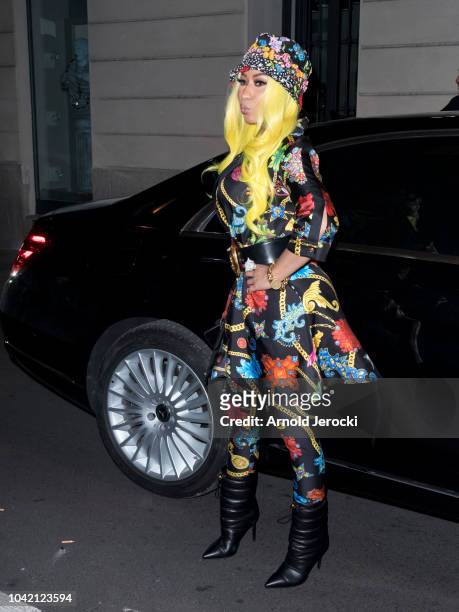 Nicki Minaj is seen during Milan Fashion Week Spring/Summer 2019 on September 21, 2018 in Milan, Italy.