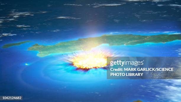 chicxulub asteroid impact, illustration - cretaceous stock illustrations