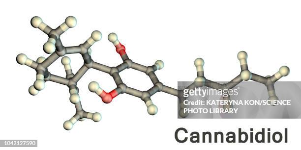 cannabidiol, molecular model - cannabinoid stock illustrations