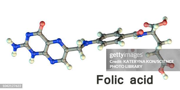 ilustrações, clipart, desenhos animados e ícones de folic acid vitamin b9 molecule - mode