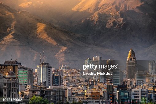 Tehran Cityscape from Tabiat bridge against Alborz Mountain, Iran Tehran Cityscape from Tabiat bridge against Alborz Mountain, Iran