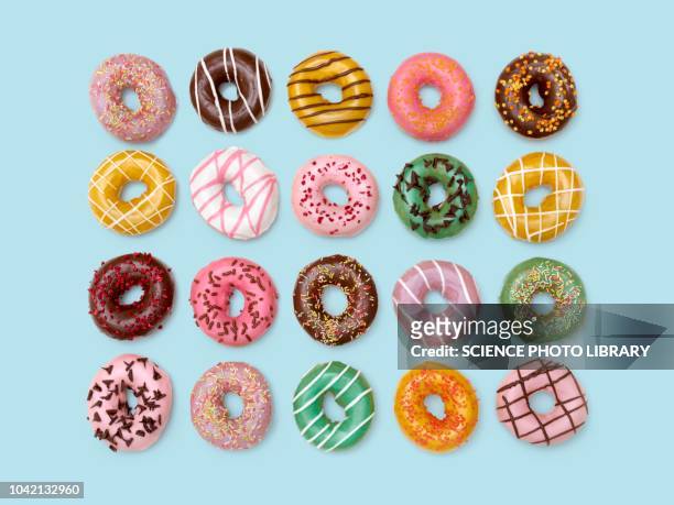 colourful doughnuts - krapfen stock-fotos und bilder