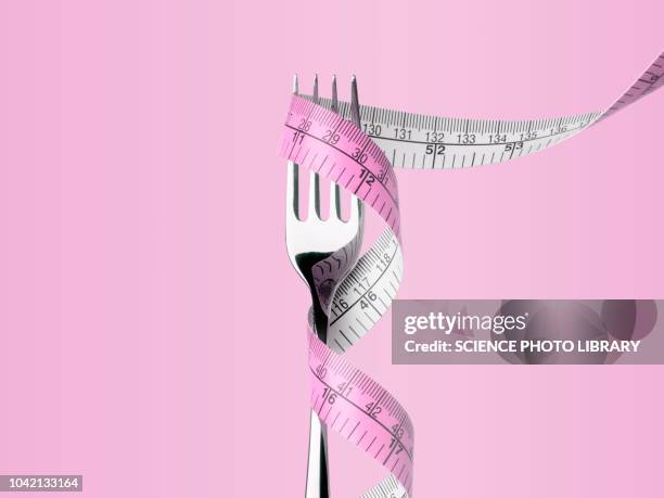 fork with tape measure - dieting stock pictures, royalty-free photos & images