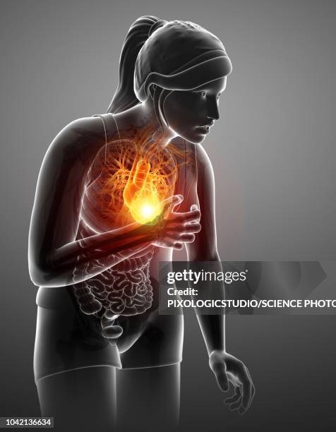 woman with chest pain, illustration - heartburn stock illustrations