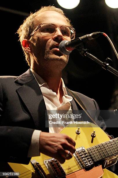 Singer Markus Berges of German Band Erdmoebel performs live during a concert at the Lido on September 17, 2010 in Berlin, Germany.