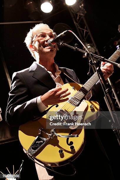 Singer Markus Berges of German Band Erdmoebel performs live during a concert at the Lido on September 17, 2010 in Berlin, Germany.