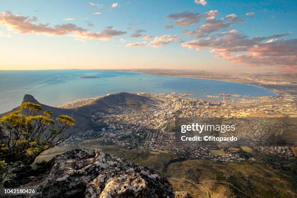 dramatic landscape and sunset of cape town - cape town stock pictures, royalty-free photos & images