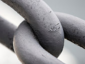 Two steel chains joined together for a strong connection