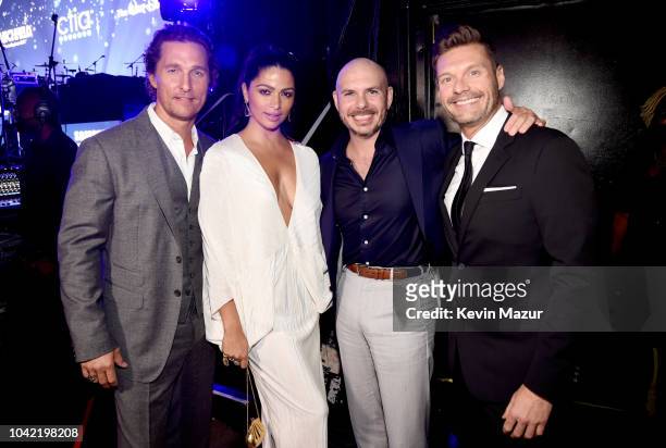 Matthew McConaughey, Camila Alves, Pitbull, and Ryan Seacrest attend the Samsung Charity Gala 2018 at The Manhattan Center on September 27, 2018 in...