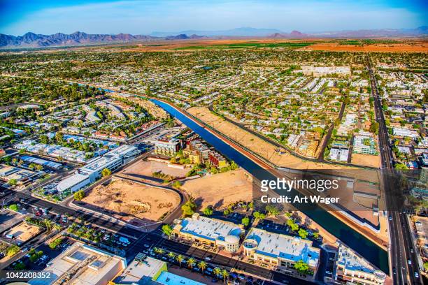 phoenix water supply desert canal - phoenix arizona stock pictures, royalty-free photos & images