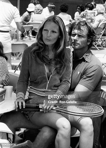 Actor Ron Ely and wife Valerie Lundeen attend Third Annual Cathy's Pro-Celebrity Tennis Classic on June 25, 1977 at Billie Jean King Tennis Stadium...