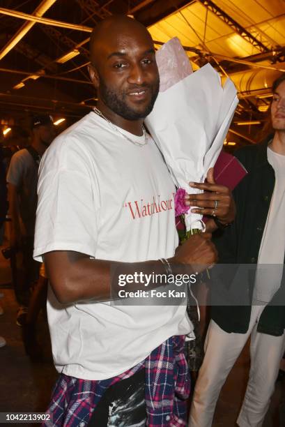 Virgil Abloh attends the Off White show as part of Paris Fashion Week Womenswear Spring/Summer 2019 on September 27, 2018 in Paris, France.