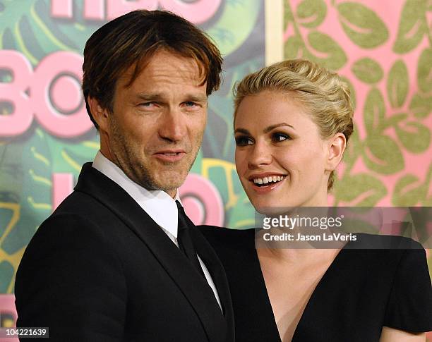 Actor Stephen Moyer and actress Anna Paquin attend HBO's post Emmy Awards party at Pacific Design Center on August 29, 2010 in West Hollywood,...