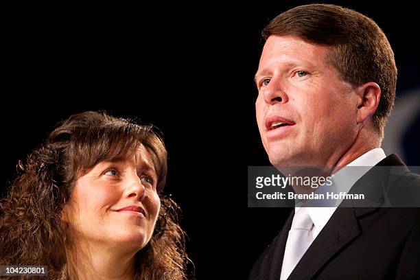 Michelle and Jim Bob Duggar of The Learning Channel TV show "19 Kids and Counting" speak at the Values Voter Summit on September 17, 2010 in...