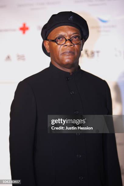 Samuel L. Jackson at the Shooting Stars Benefit 2010 Gala Dinner in aid of Samuel L. Jackson foundation and Swiss Red Cross on September 17, 2010 in...