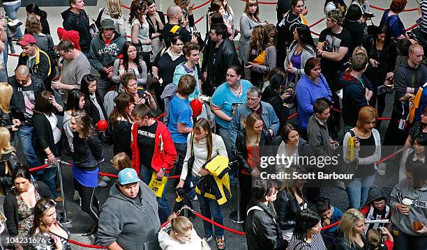 Queues of people wait in line to meet retired AFL Player Ben Cousins as he signs DVDs while promoting his new DVD "Such Is Life - The Troubled Times...