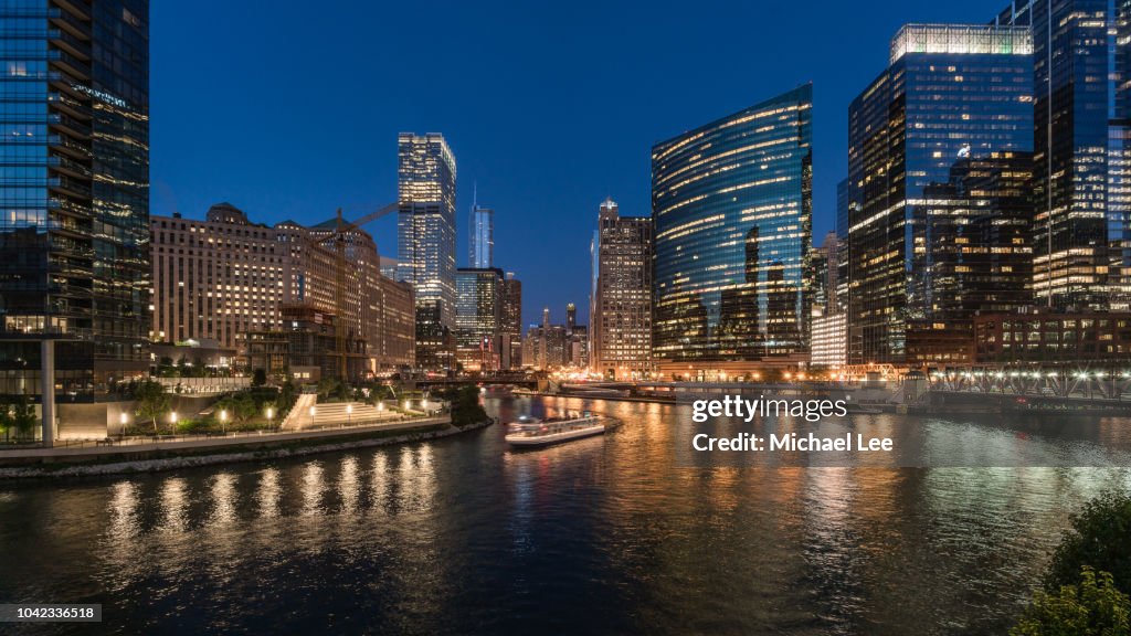 Chicago River Night View