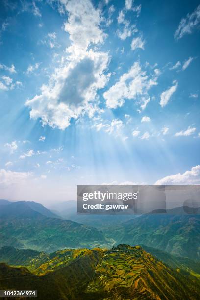 scenic view of mountain horizon. - himalaya mountain stock pictures, royalty-free photos & images