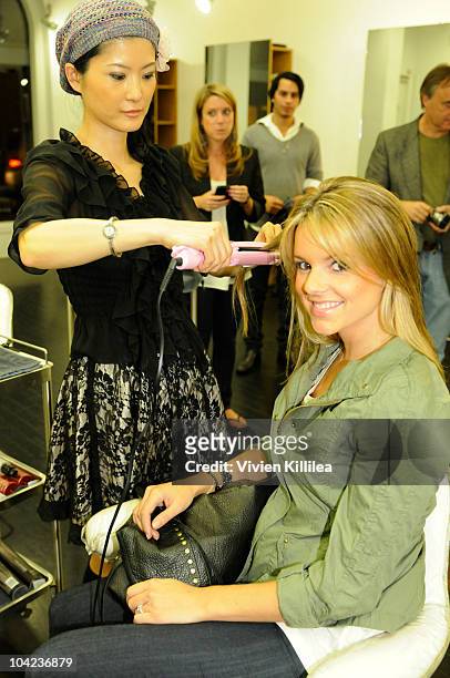 Personality Ali Fedotowski gets her hair done at Gavert Atelier salon on September 17, 2010 in Beverly Hills, California.