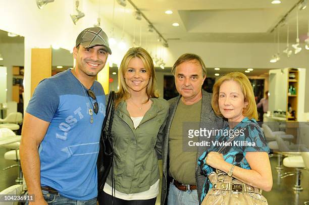 Roberto Martinez, Ali Fedotowsky, Ali's father Alex Fedotowsky and his girlfriend Wanda attend Gavert Atelier salon on September 17, 2010 in Beverly...