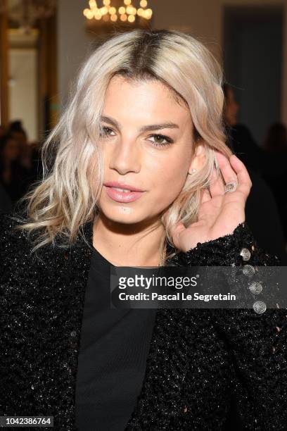 Emma Marrone attends the Balmain show as part of the Paris Fashion Week Womenswear Spring/Summer 2019 on September 28, 2018 in Paris, France.