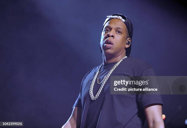 Singer Jay Z performs onstage during a concert of his 'Magna Carter World Tour' at O2 World in Hamburg, Germany, 27 October 2013. Jay Z will give two...