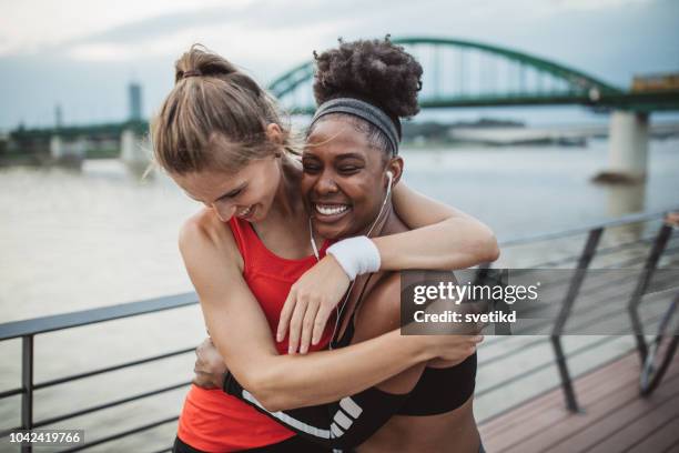 friends on jogging - woman marathon stock pictures, royalty-free photos & images