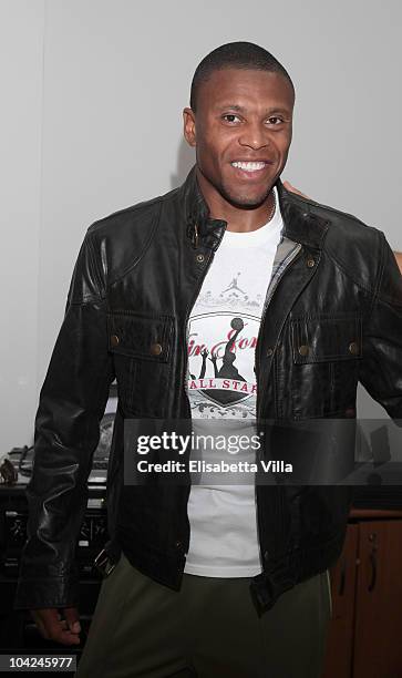 Roma's football player Julio Cesar Baptista attends the Belstaff Official Meeting with AS Roma football team at the AS Roma headquarters Trigoria on...