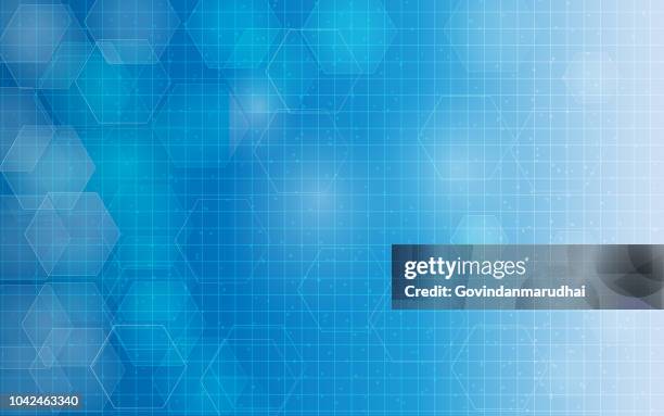 vector abstract background blue hexagon technology innovation concept - clear vision stock illustrations