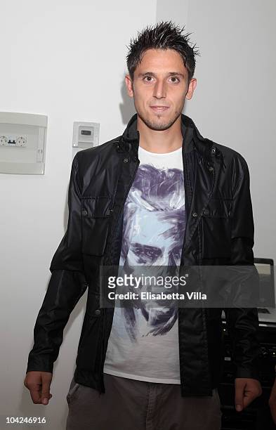 Roma's football player Leandro Greco attends the Belstaff Official Meeting with AS Roma football team at the AS Roma headquarters Trigoria on...