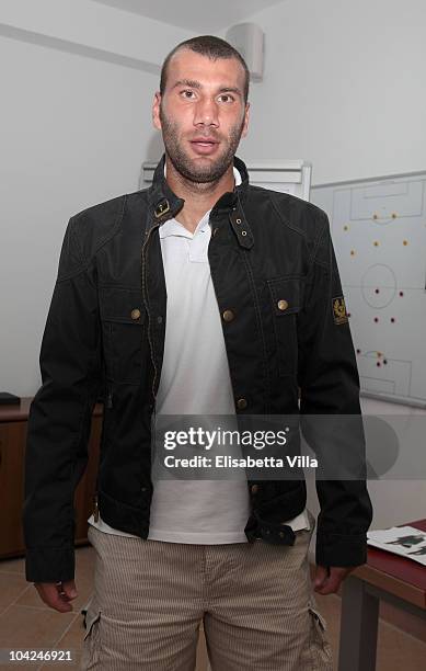 Roma's football player Simone Loria attends the Belstaff Official Meeting with AS Roma football team at the AS Roma headquarters Trigoria on...