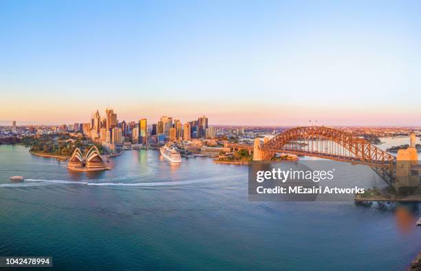 aerial view of sydney - australásia imagens e fotografias de stock