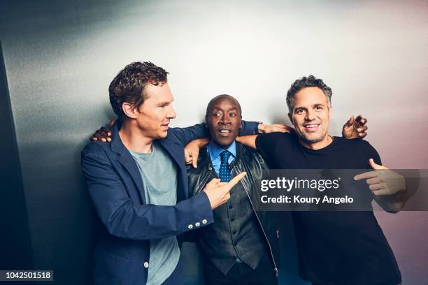 Actors Benedict Cumberbatch, Don Cheadle, and Mark Ruffalo are photographed for People Magazine on July 25, 2017 at D23 Expo in Los Angeles,...