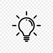 Lamp light bulb icon on transparent background. Vector lightbulb lamp symbol for idea think