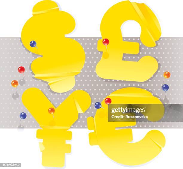 finance sticker notes - sterling silver stock illustrations