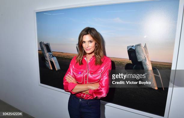 Cindy Crawford during an exhibition hosted by Acne Studios featuring Cindy Crawford, Sam Abell and Amarrillo on at Galerie Edouard Escougnou on...