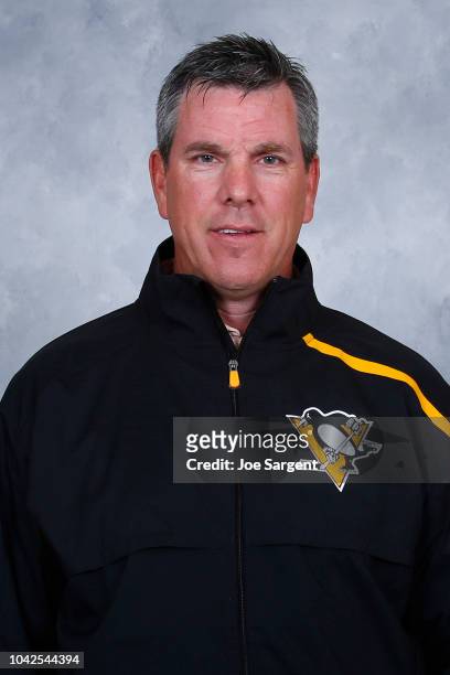 U2013 SEPTEMBER 13: Head coach Mike Sullivan poses for his official headshot for the 2018-2019 season on September 13, 2018 at the UPMC Lemieux...