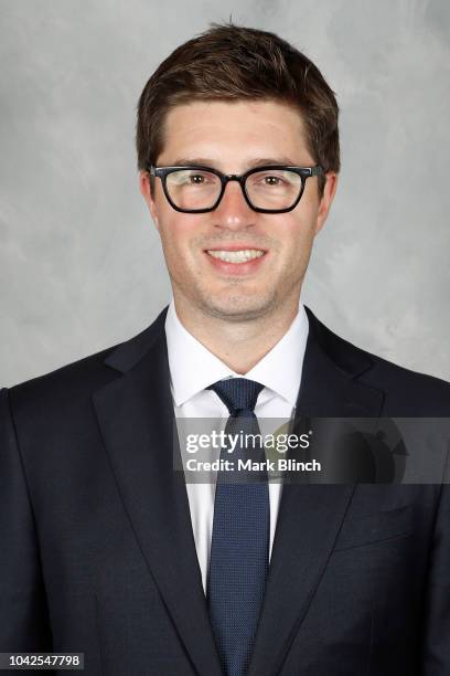 Kyle Dubas General Manager of the Toronto Maple Leafs poses for his official headshot for the 2018-2019 season on September 13, 2018 at Mastercard...