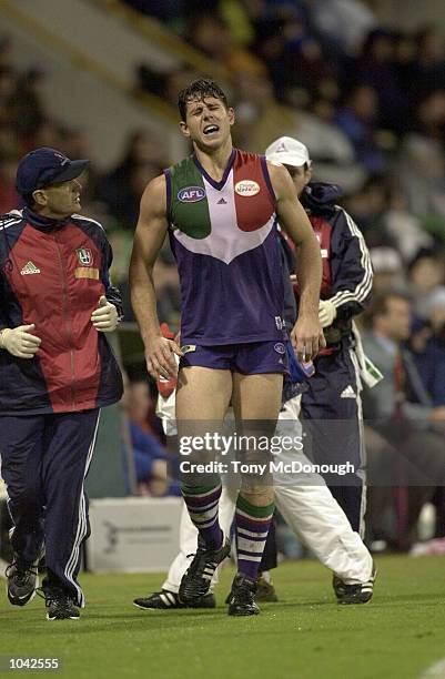 Brendon Fewster for Fremantle comes off injured in Round 17. Fremantle Dockers v Port Adelaide Power played at The W.A.C.A in Perth Australia.DIGITAL...