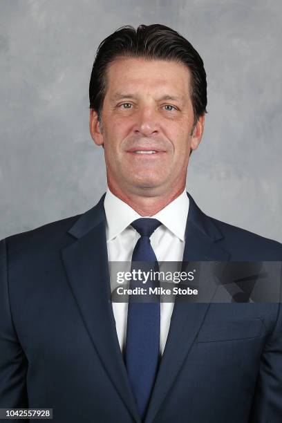 Lane Lambert Associate Coach of the New York Islanders poses for his official headshot for the 2018-2019 season on September 13, 2018 in Uniondale,...