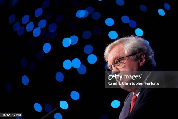 Conservative MP David Davis, the former Secretary of State for Exiting the European Union attends a Leave Means Leave rally held at the University of...