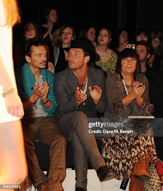 Designer Matthew Wiliamson and actor Jude Law attend the Twenty8Twelve Spring/Summer 2011 show as part of London Fashion Week at the at Old Sorting...