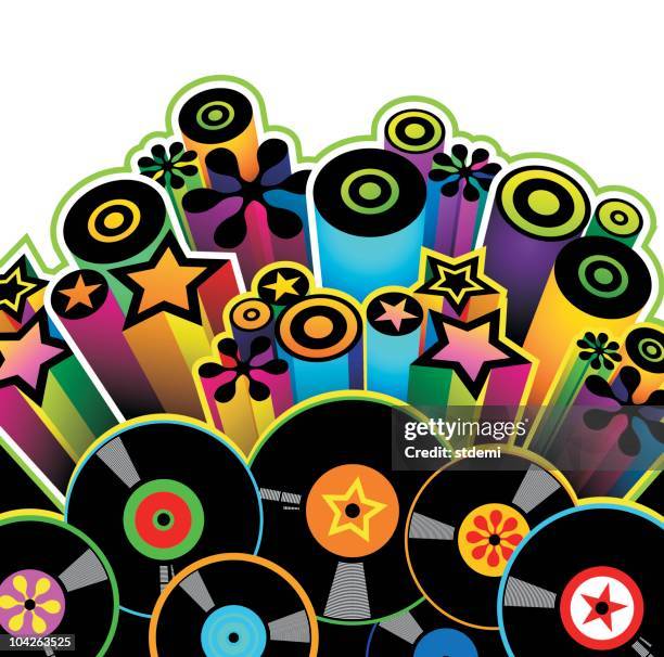 bildbanksillustrationer, clip art samt tecknat material och ikoner med disk - funky